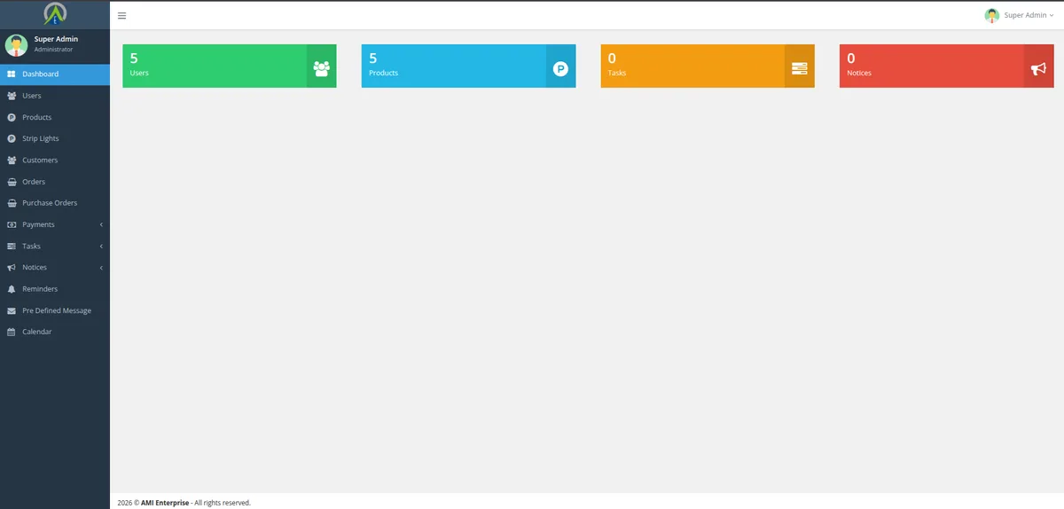 Project preview for Ami Enterprise